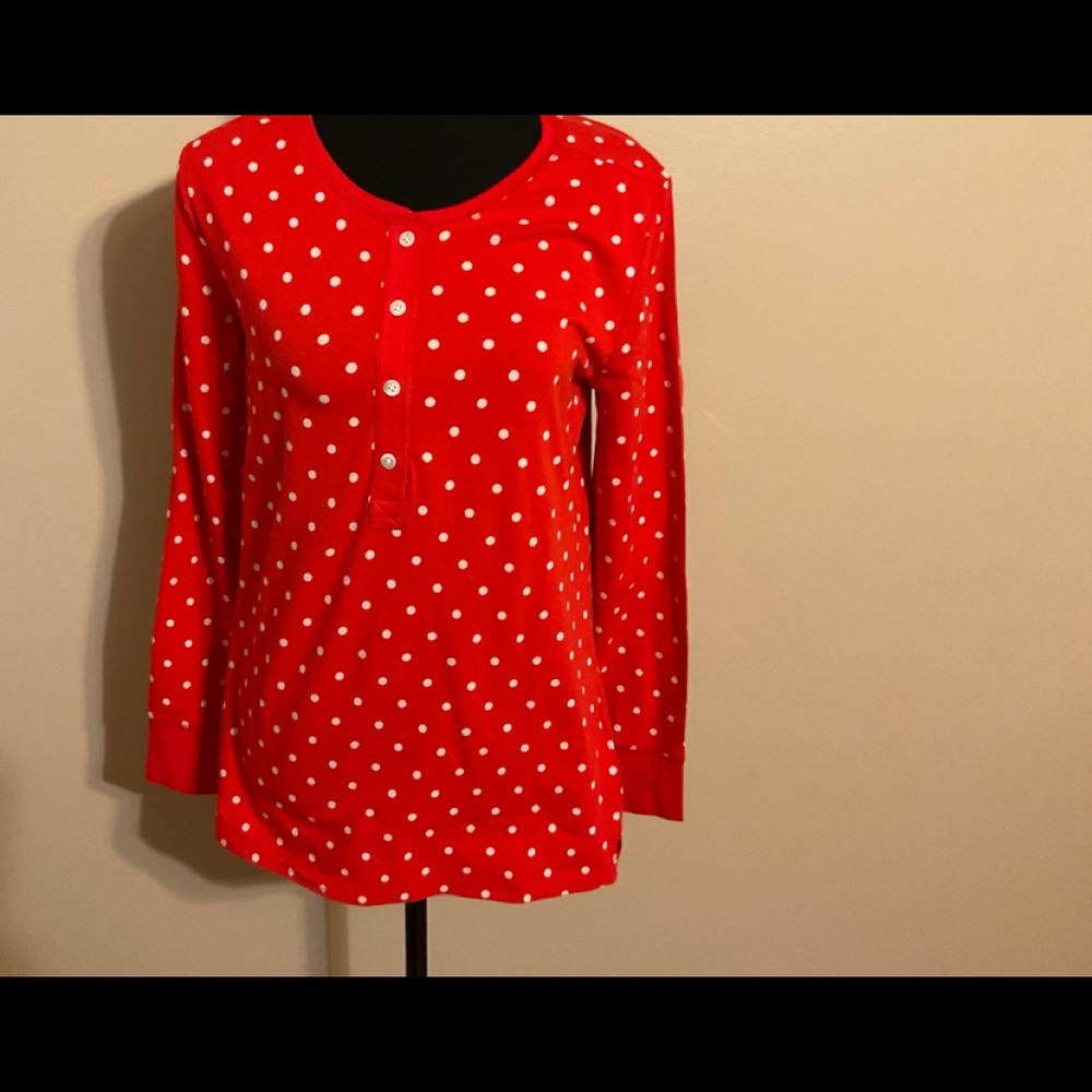 NWT J CREW size Medium orange with white polka dots, t shirt